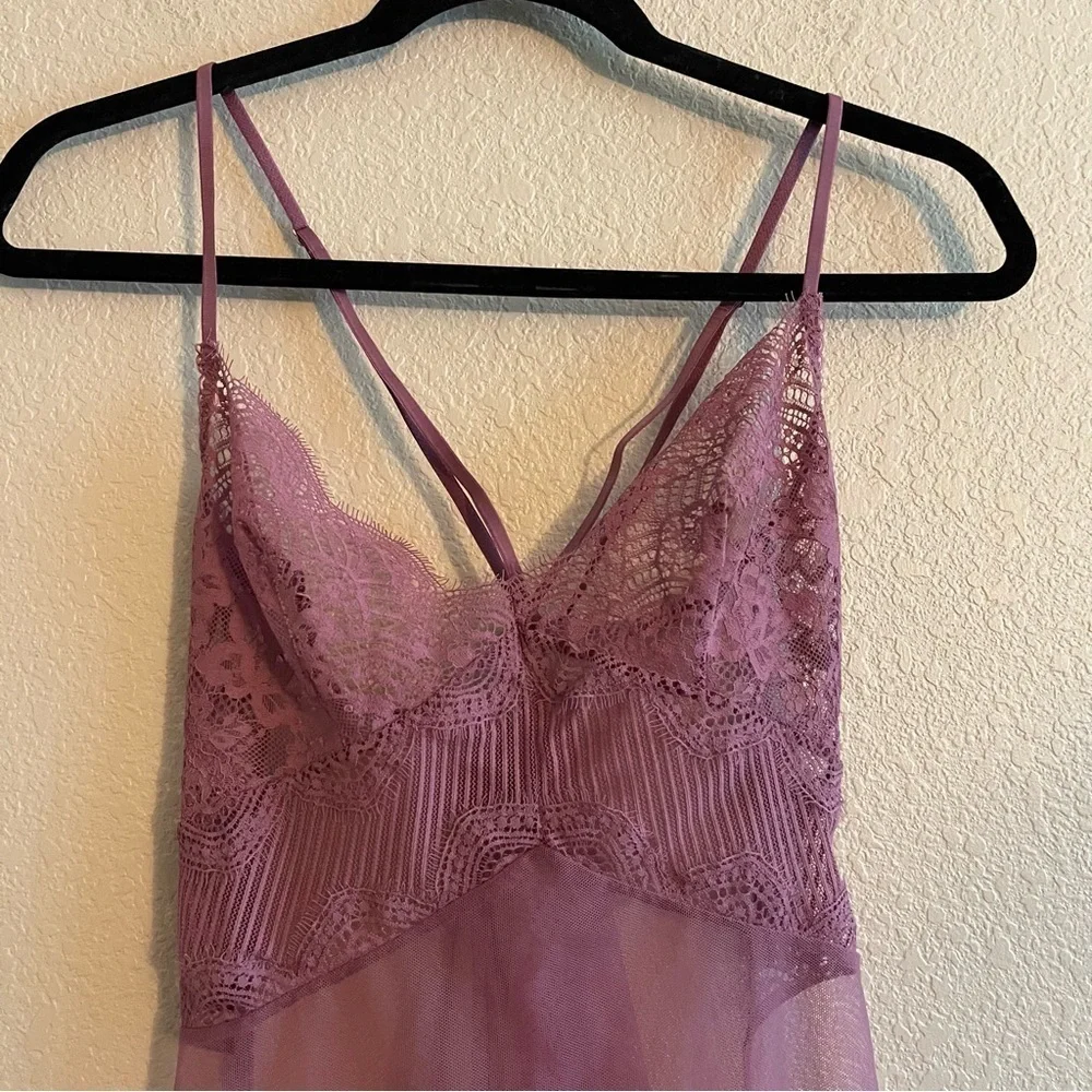 VICTORIA'S SECRET Lace Mauve Mesh Babydoll Top Women's Size Small - Picture 8 of 10